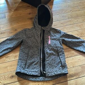 Gray Kids Hooded Jacket with Pink Accents